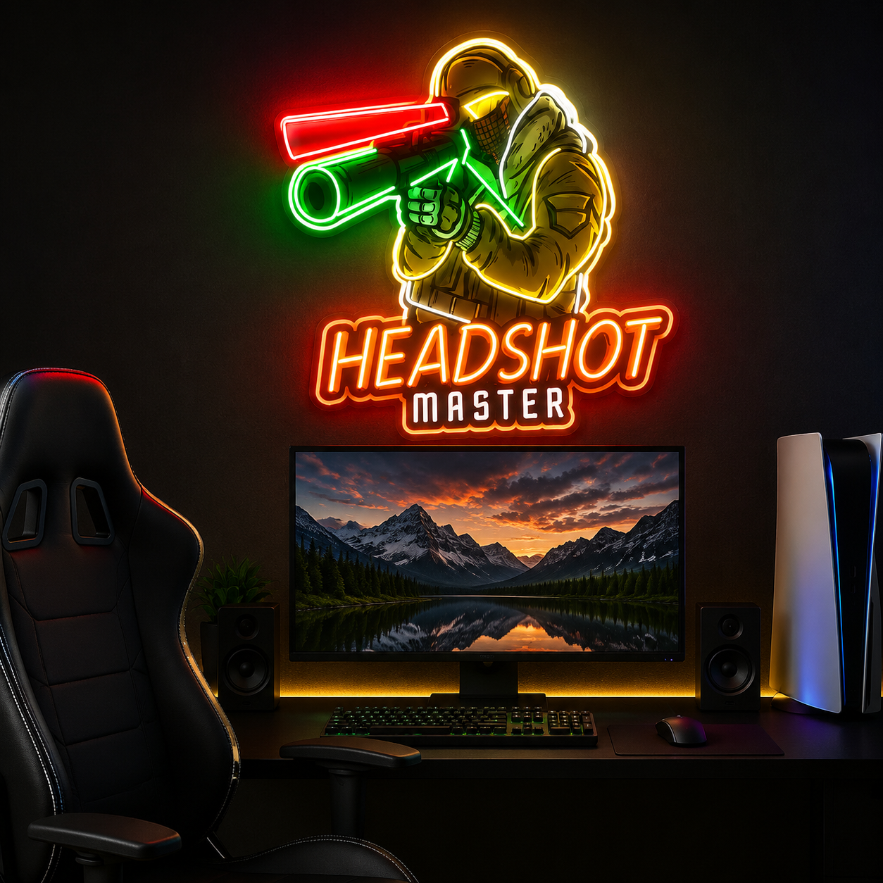 Headshot Master Sniper Neon Sign