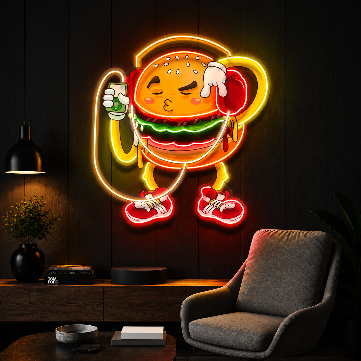 Hip-hop Burger Neon Wall Art