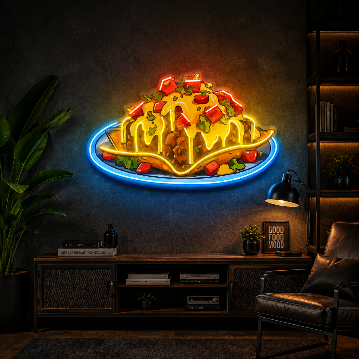 Loaded Nachos Plate Neon Wall Art