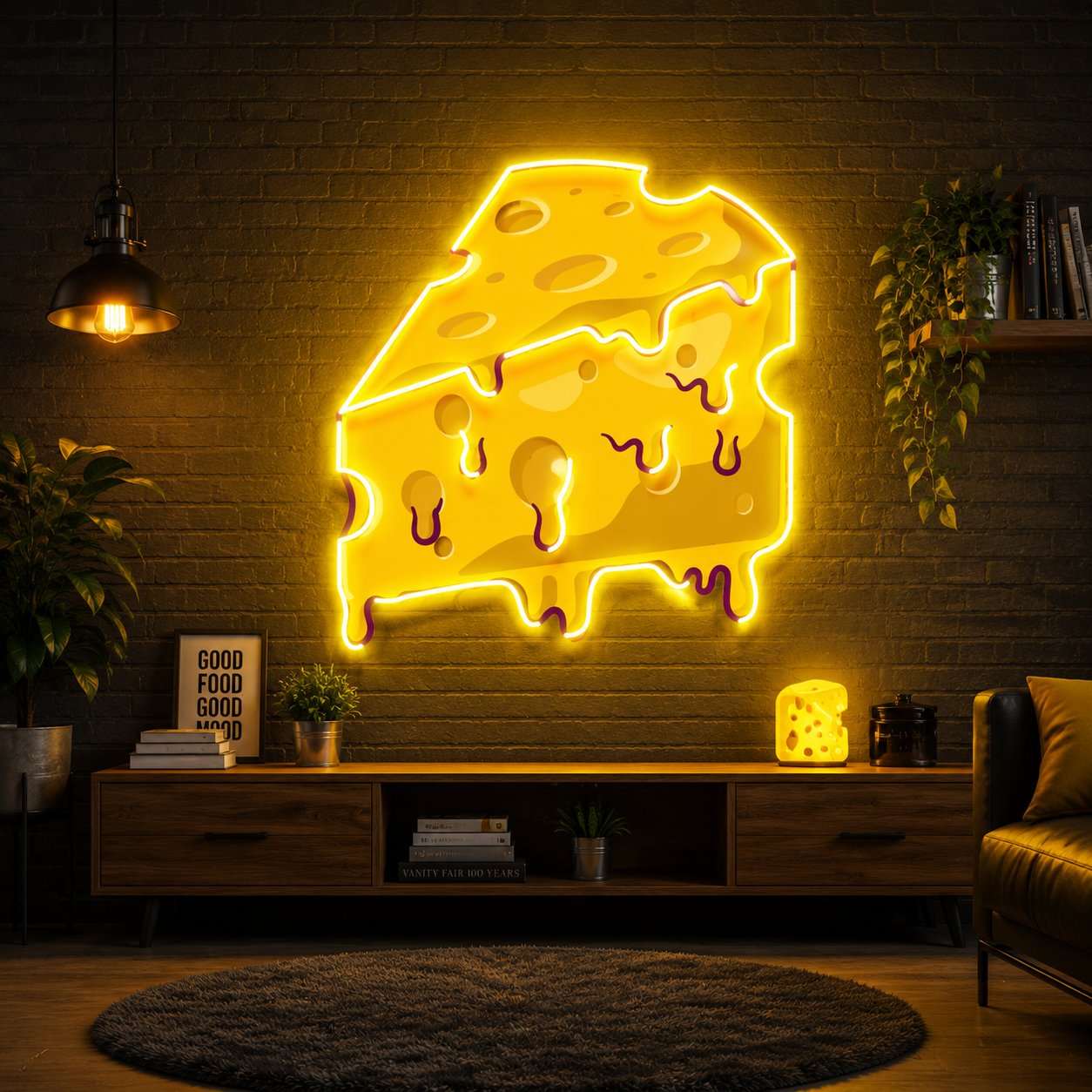 Melting Cheese Slice UV Print Neon Wall Art