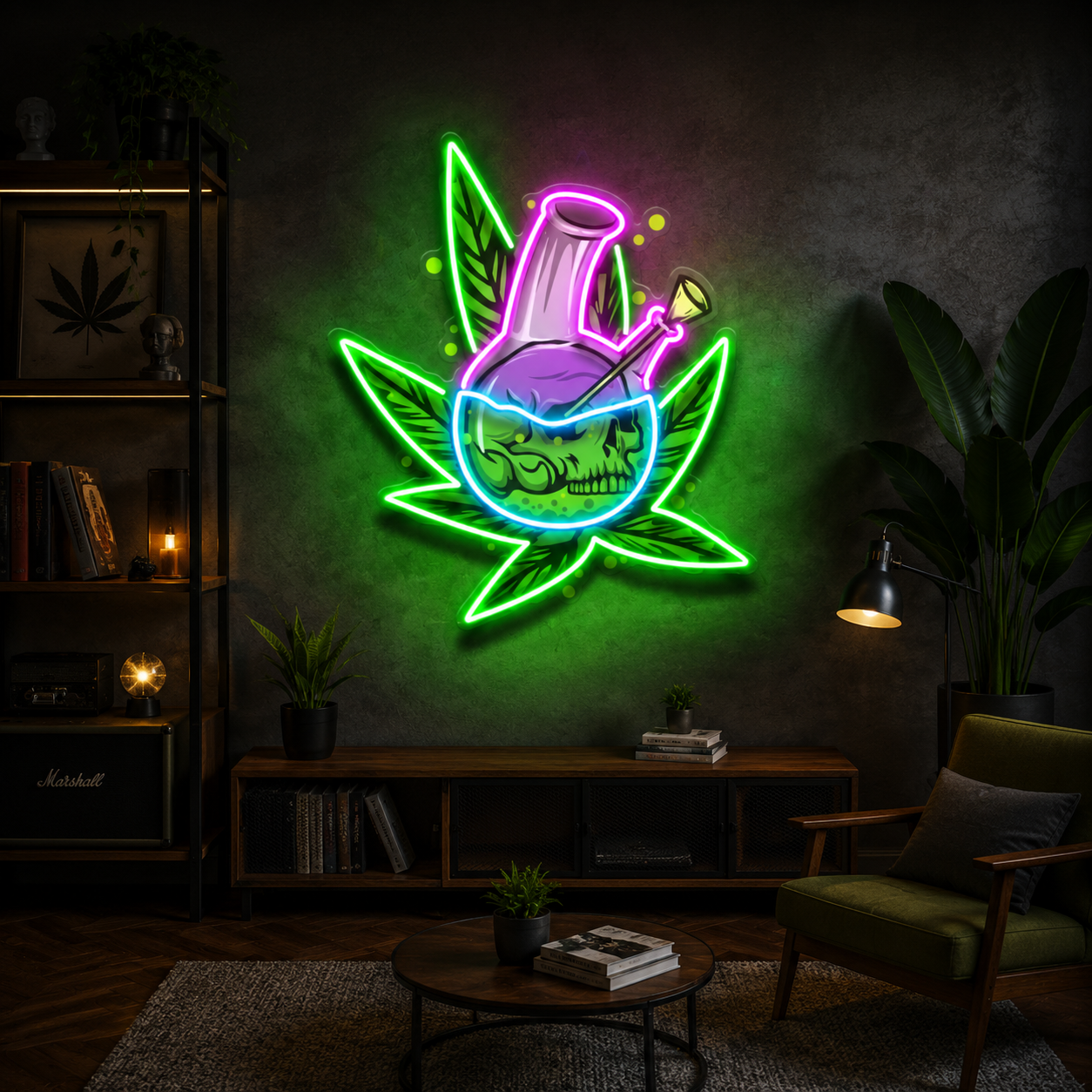 Neon Skull Bong Sign