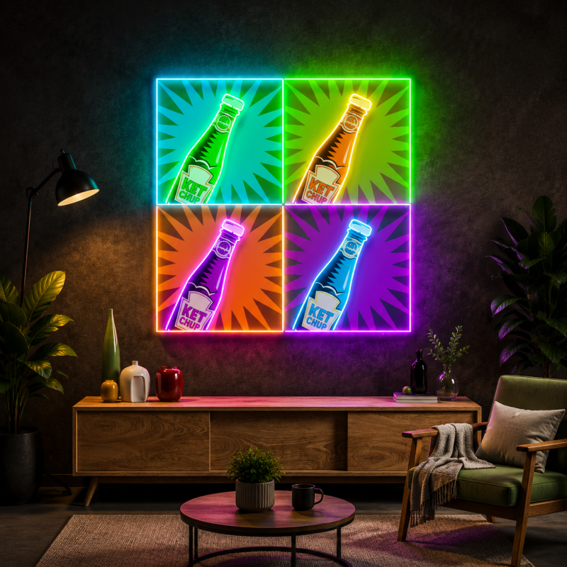 Pop Art Ketchup Bottle Neon Sign