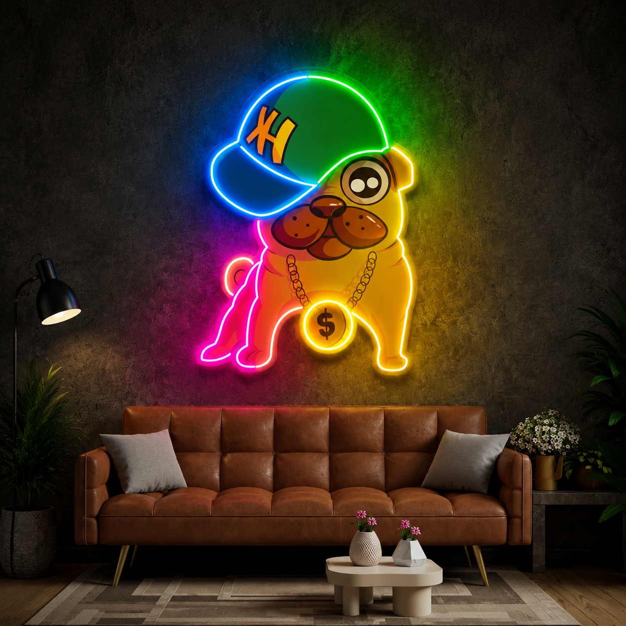 Rapper Pug Neon Art