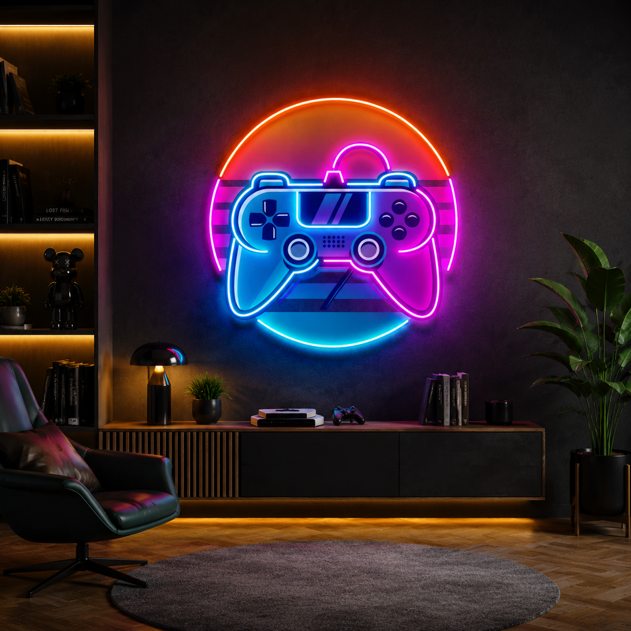 Retro Sunset Game Controller Neon Sign