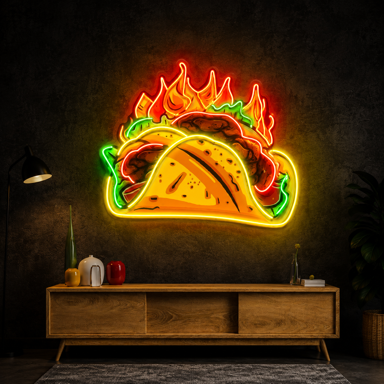 Spicy Taco Neon Wall Art