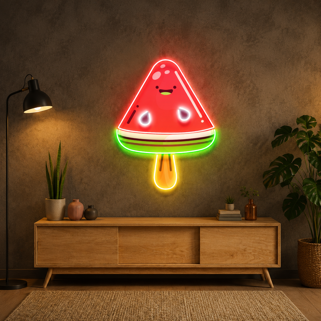 Watermelon Popsicle UV Print Neon Wall Art