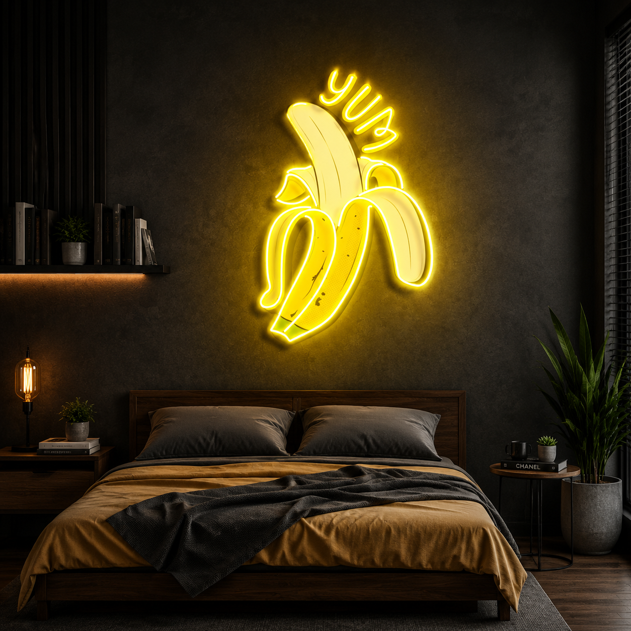 Yum Banana UV Print Neon Wall Art